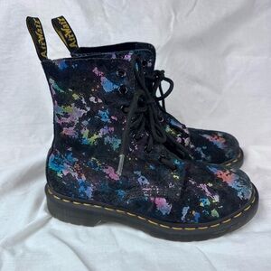 Dr. Doc Martens 1460 Pascal Confetti Suede Combat Boots Women's 7